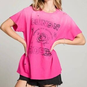 CHASER Guns n Roses Tee Top Pink Small (Oversized Fit)